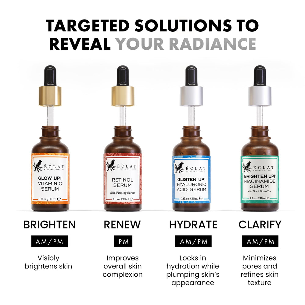 Eclat Skincare applying serum to hand demonstrating hydrating finish