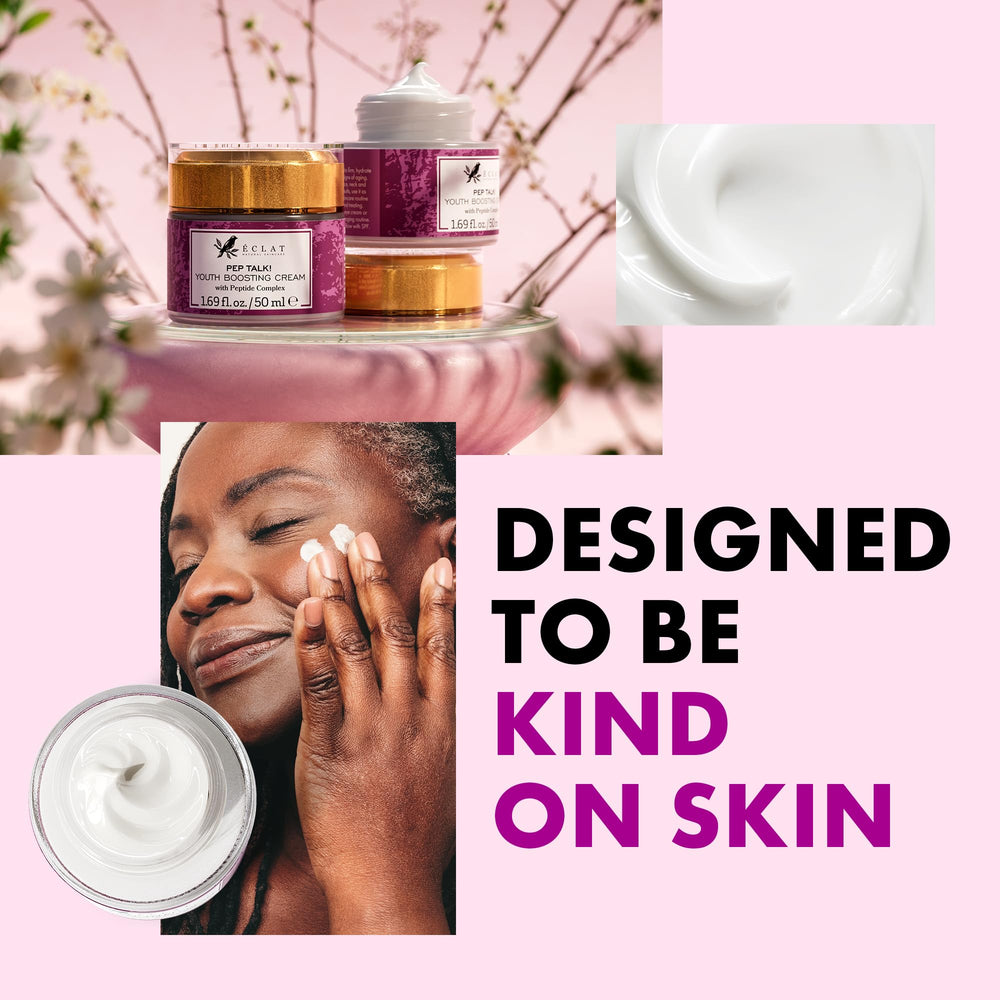 Eclat Skincare 50 ml next to common items for scale to illustrate actual size