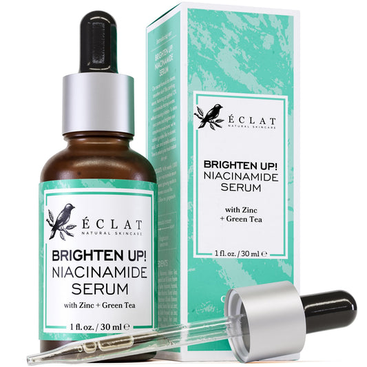 Eclat Skincare front bottle showing clean packaging and clear formula benefit