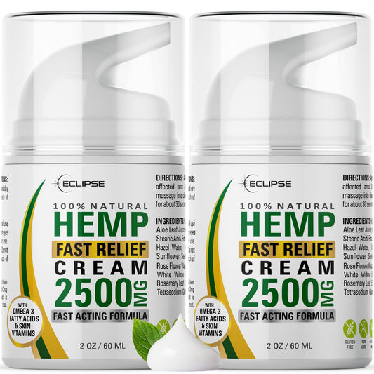 Eclipse Hemp cream front packaging showcasing clean label and 2-pack convenience