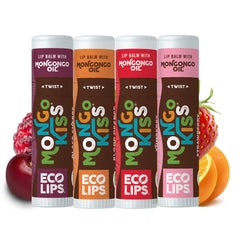 Eco Lips Mongo Kiss 4-pack front view showing variety and organic label benefits