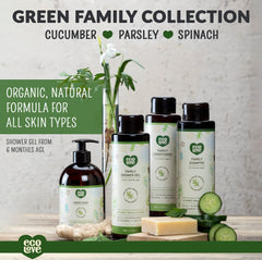 Close-up of organic cucumber and herbs used by ecoLove, highlights natural ingredient benefit