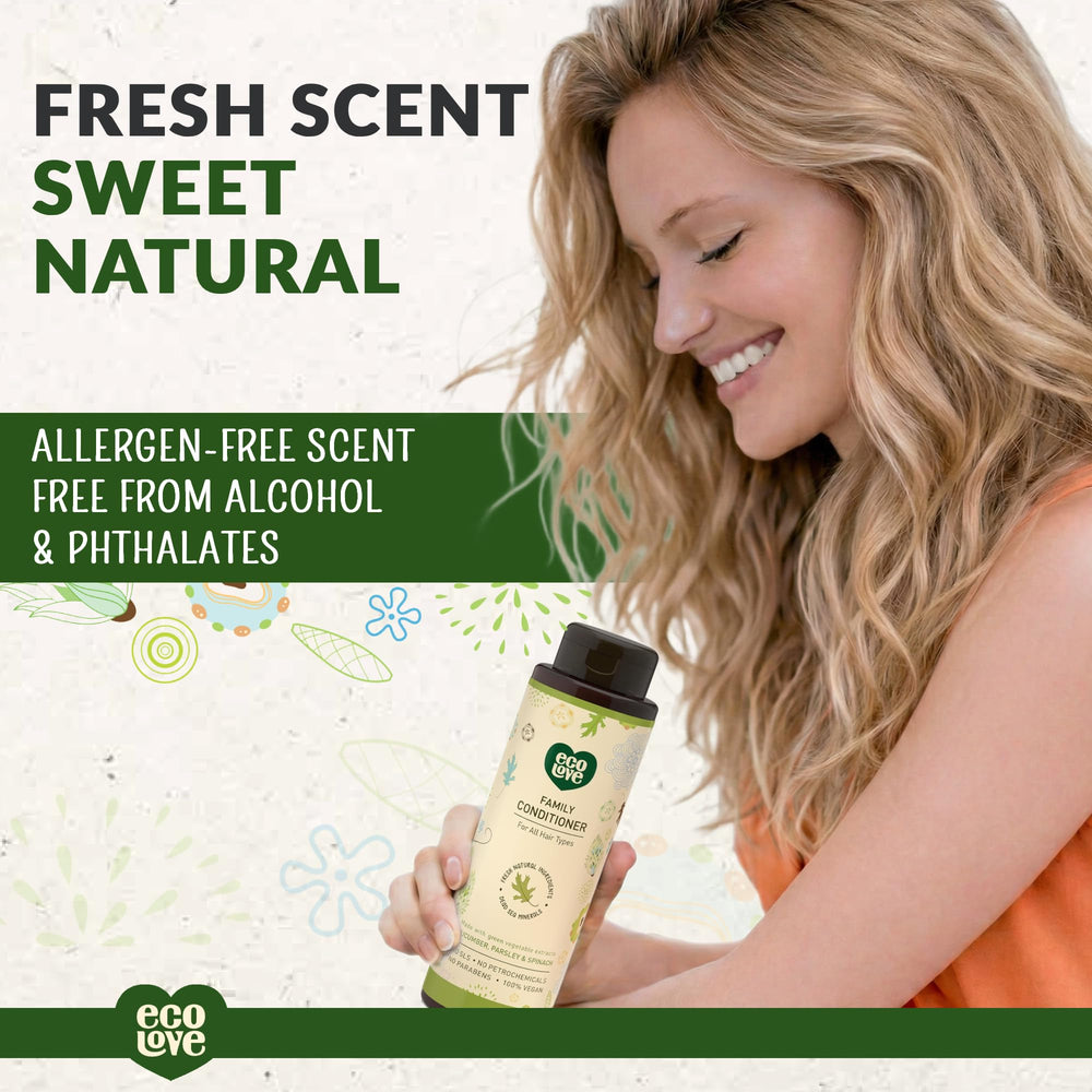 ecoLove product label highlighting organic cucumber extract and nature-derived formula