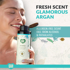 ecoLove shampoo pouring into hand for easy application benefit