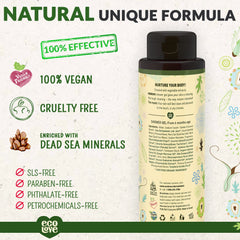 ecoLove creamy green gel texture poured on palm, demonstrates non-drying moisturizing feel