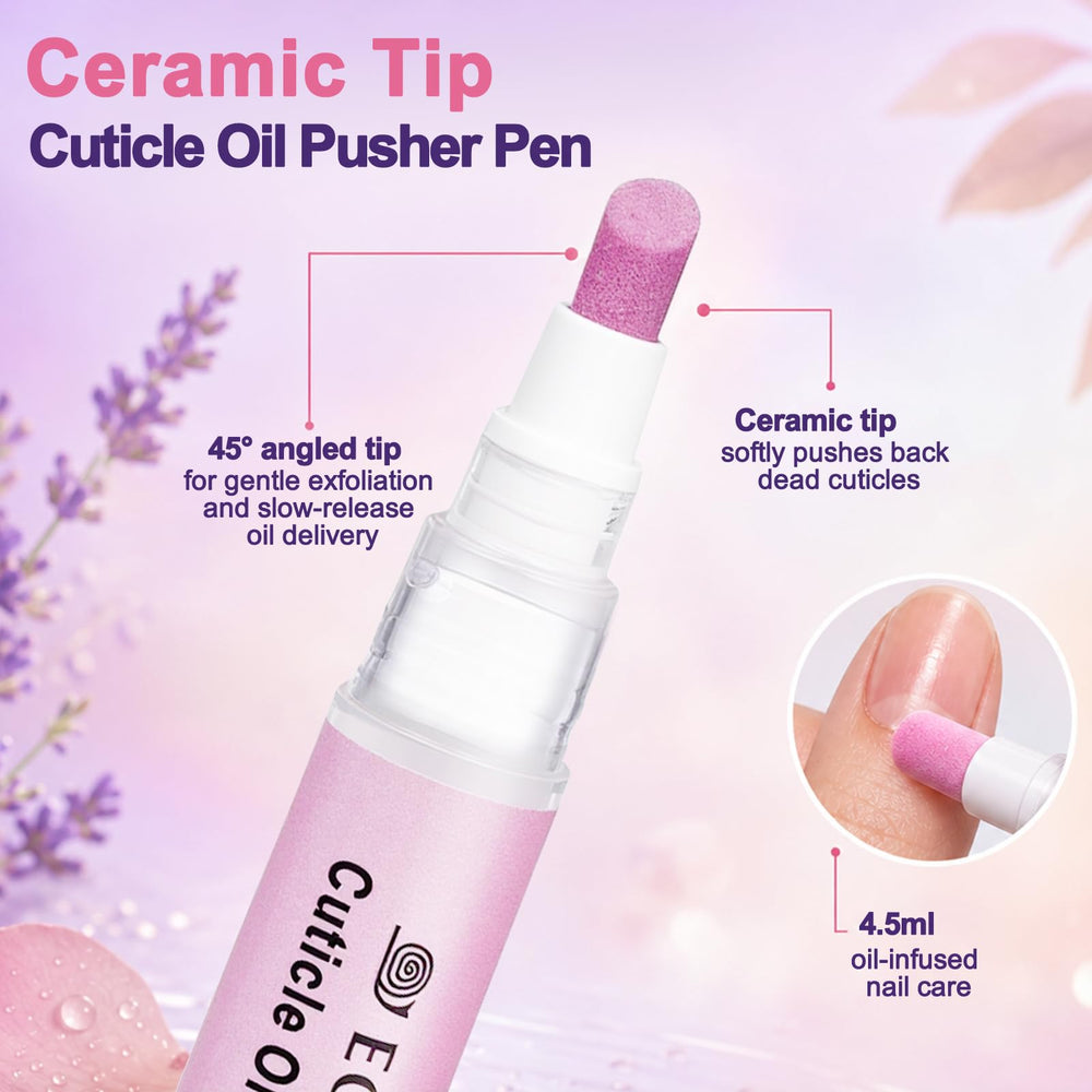 Econail peach brush-tip applying oil evenly for fast hydration