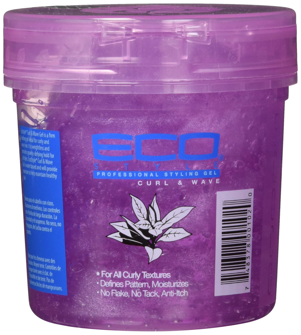 Eco Style gel applied in wavy hair demonstrating defined curls and controlled edges