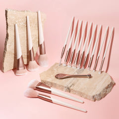 EcoTools brushes styled on bathroom counter for organized, ready-to-use routine