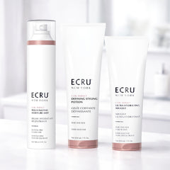 Ecru New York bottle on bathroom shelf suggesting daily routine