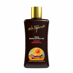 Eda Taşpınar front bottle showing sleek design and immediate tanning benefit