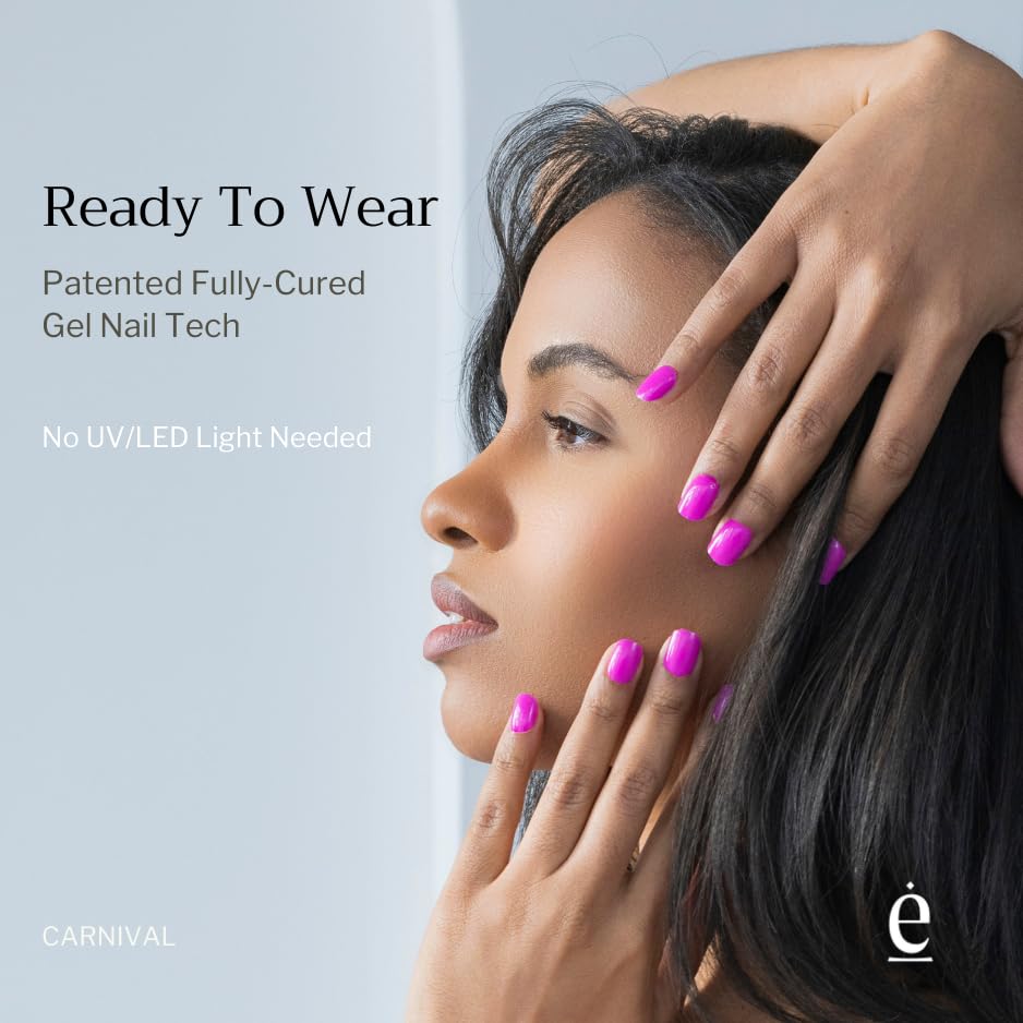 edamani Carnival application step pressing sticker onto nail for fast lamp-free manicure