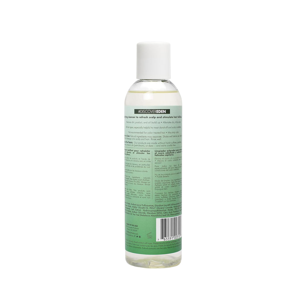 EDEN BodyWorks label close-up highlighting peppermint and tea tree
