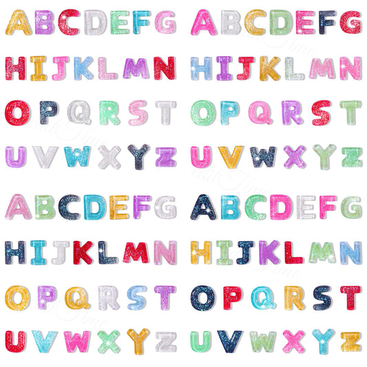 editTime front bag of 520 letter charms showing full alphabet and quantity benefit