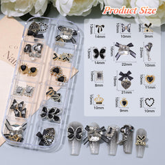 editTime glitter bow charms grouped to show variety and feminine Y2K styling options