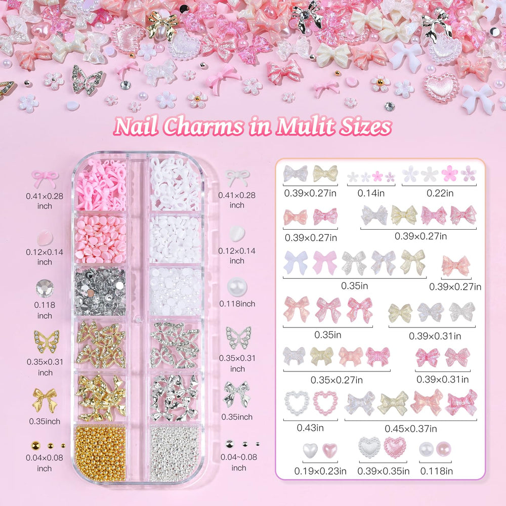 editTime close-up of mixed nail charms highlighting texture and variety