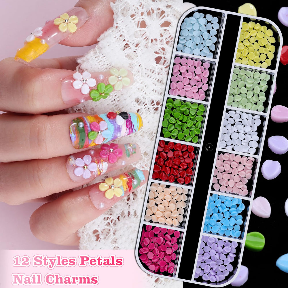 editTime flower charms applied on gel nail showing decorative effect