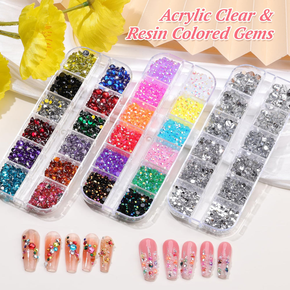 editTime close-up of faceted resin rhinestones highlighting bright sparkle and diamond-like facets
