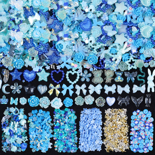editTime front packaging showing 1500pcs blue nail charms and kit value