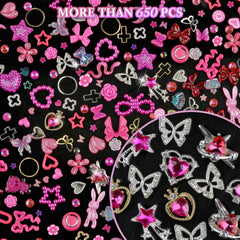 editTime mixed charms applied on nail plate showing layered 3D nail art