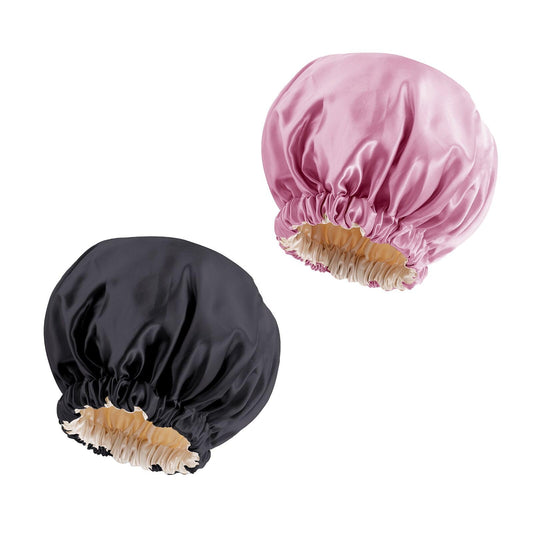 Edoneery satin bonnet front view showing sleek fabric and full coverage benefit