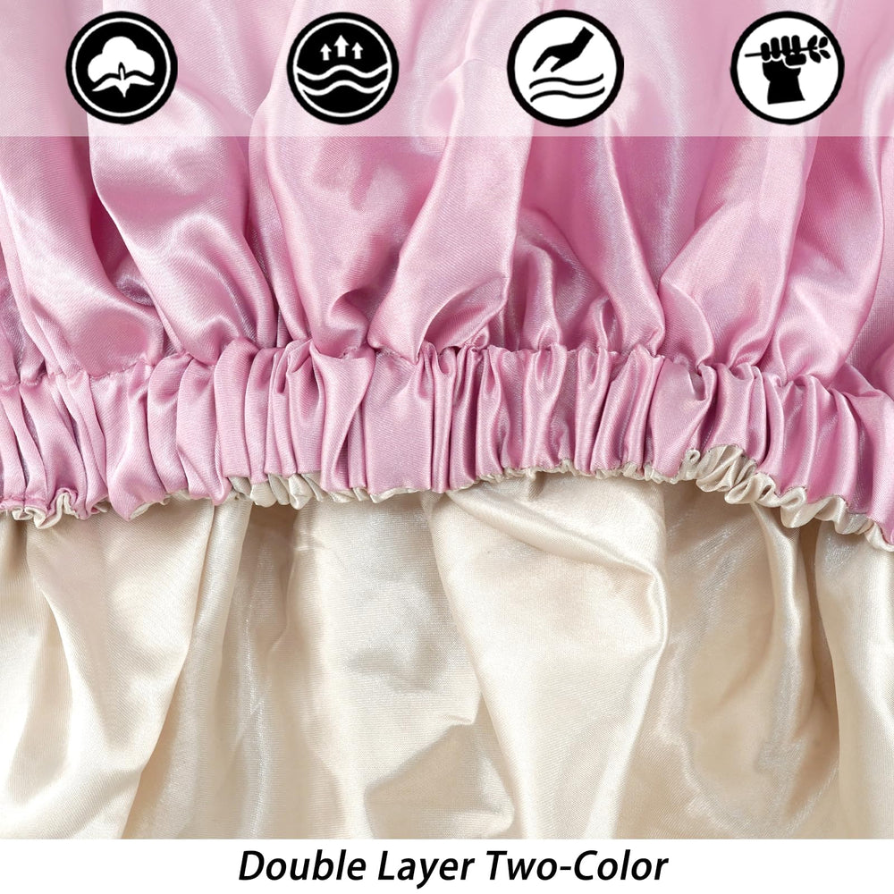 Edoneery worn while lounging in bedroom illustrating protected hair and comfort