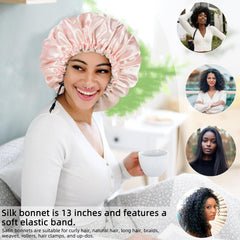 Edoneery bonnet on model with curly hair keeping curls intact