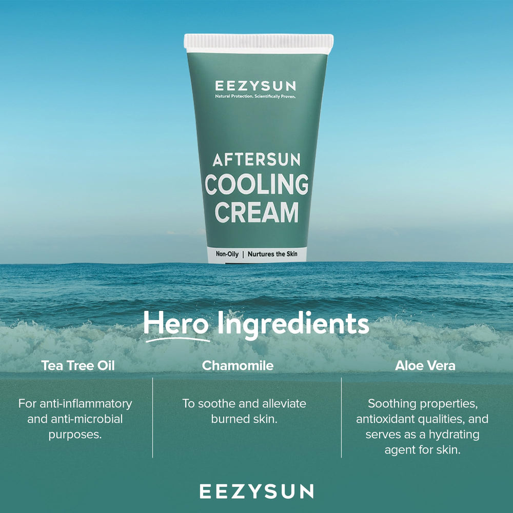 EEZYSUN label detail with ingredients list and vegan logo visible
