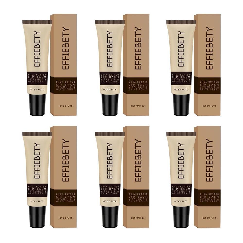 EFFIEBETY front packaging showing six shea butter lip balm tubes and gift-ready presentation