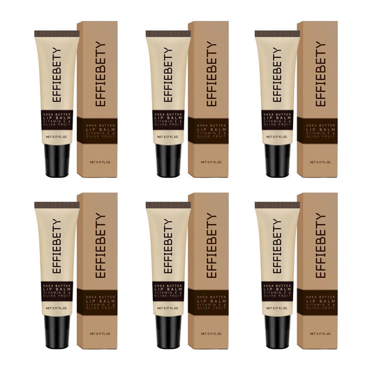 EFFIEBETY front packaging showing six shea butter lip balm tubes and gift-ready presentation