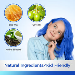 EFLY stylist blow-drying treated hair to set blue color and hold