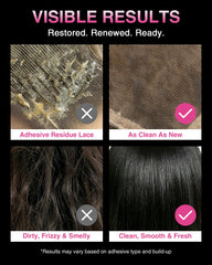 EJW applied to a lace-front wig hairline demonstrating gentle adhesive lift