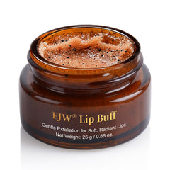 EJW lip scrub front jar showing product and branding for easy identification and appeal