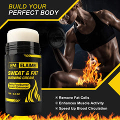 Applying ELAIMEI gel to abdomen to boost sweat and warm-up