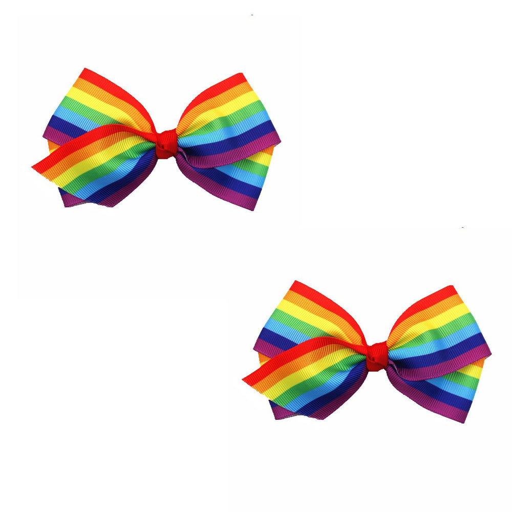 Elantales front view rainbow bows showing vibrant color and playful style
