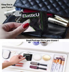ElasticU resealable bag with bands organized for tidy storage benefit