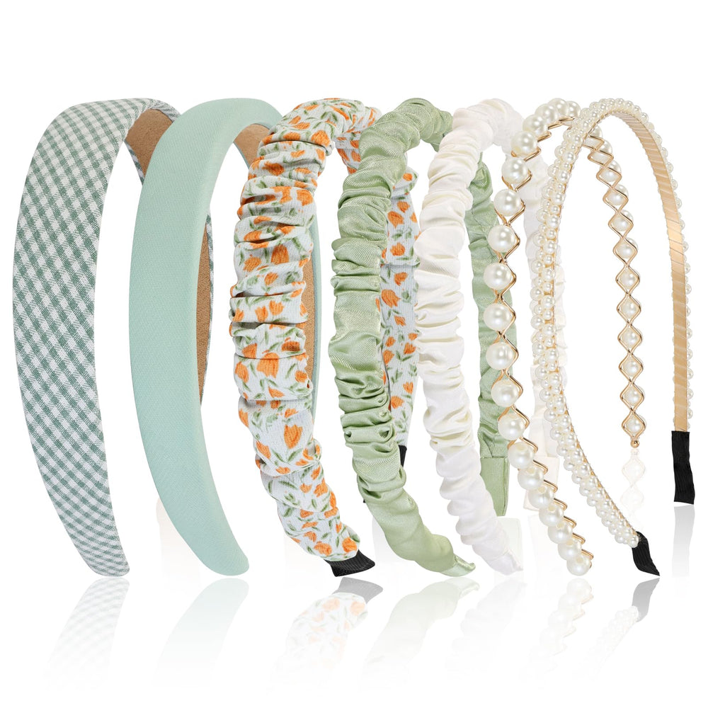 Eleilians front view of seven headbands showing variety and styling options