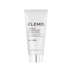 ELEMIS travel facial wash front view showing compact 30ml tube and branding benefit