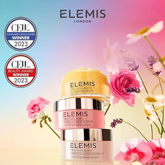 ELEMIS tub next to hand for scale demonstrating 100g travel-friendly size