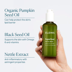 ELEMIS back label close-up showing ingredient list and transparency benefit