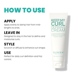 ELEVEN AUSTRALIA diffuser styling with cream, illustrates enhanced curl volume and faster drying