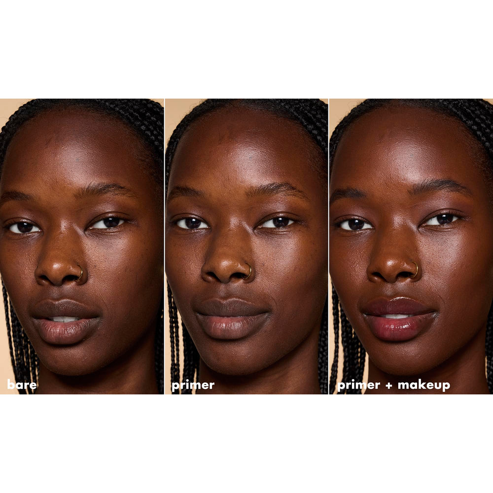 e.l.f. primer before and after skin comparison showing reduced shine and improved texture