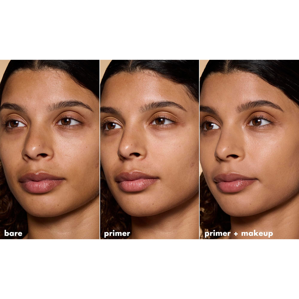 e.l.f. primer under foundation illustrating improved makeup adherence and finish