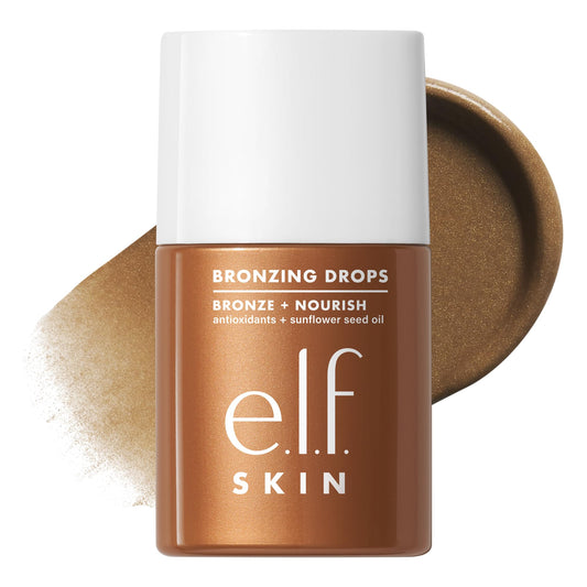 e.l.f. bronzing drops front packaging showing copper gold shade and branding for radiant glow