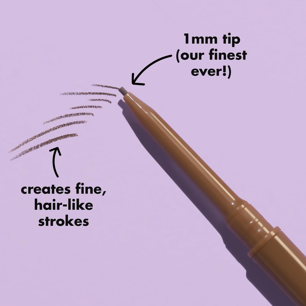 e.l.f. dual-ended pencil showing spoolie and fine tip for grooming and detailing