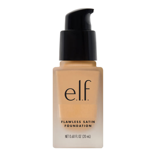 e.l.f. flawless finish front bottle showing packaging and shade Buff benefits blendability