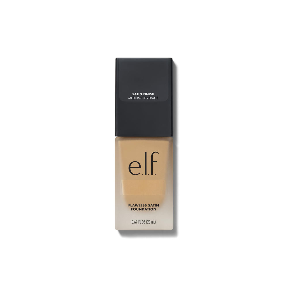 e.l.f. flawless finish size comparison next to common items shows compact 20mL travel benefit