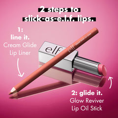 e.l.f. model wearing tinted stick, natural glossy finish and comfortable wear
