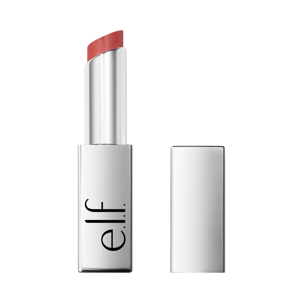 e.l.f. front view of Rose Latte stick showing sleek packaging and quick application benefit