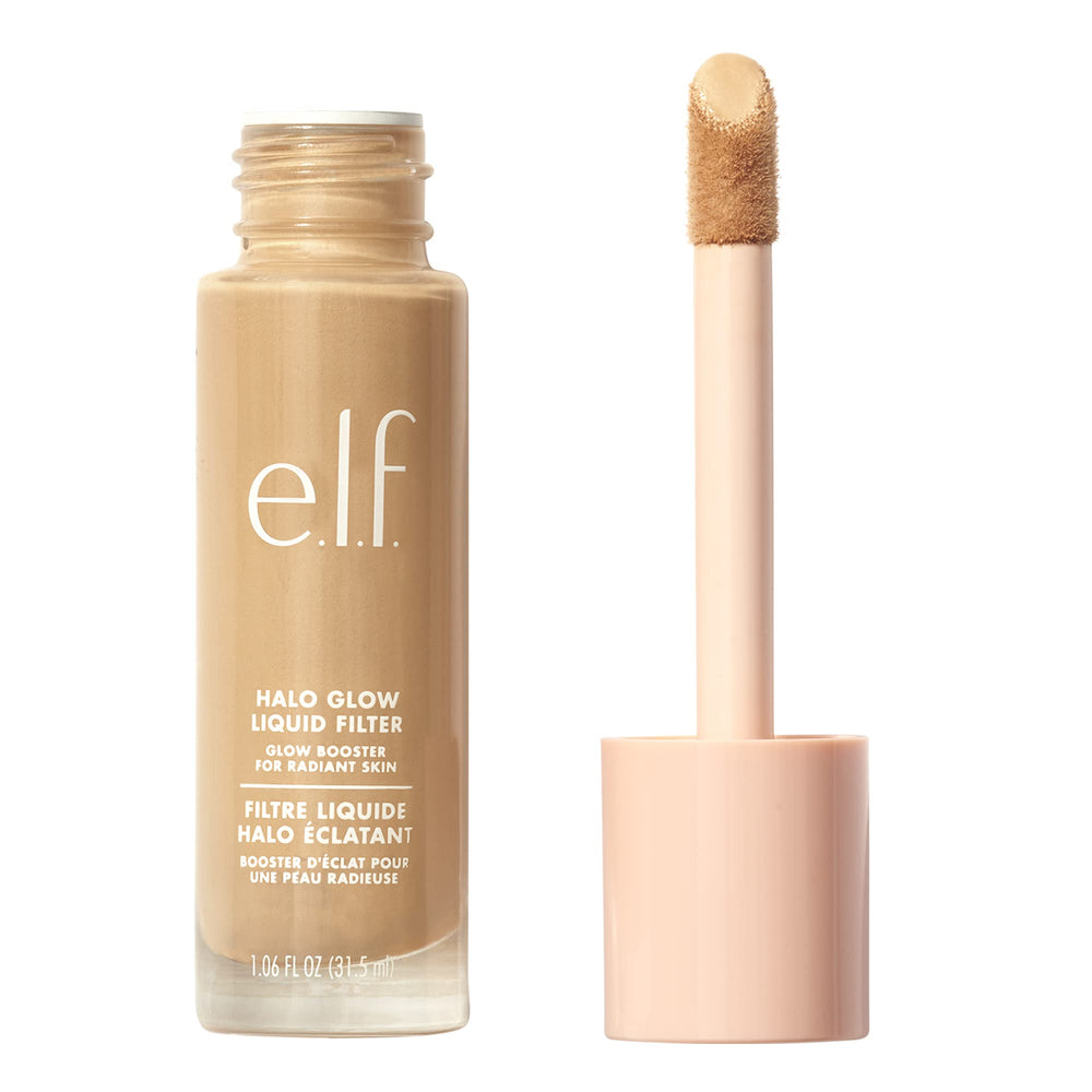 e.l.f. Halo Glow front packaging showing shade 5 Medium/Tan and benefits