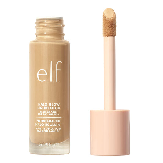 e.l.f. Halo Glow front packaging showing shade 5 Medium/Tan and benefits